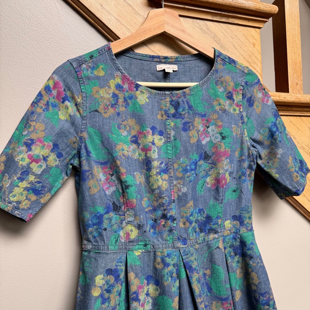 Gap Y2K Floral Mini Dress 0 Festival Cottage Goblincore Granny Garden Fairy Boho - Picture 6 of 11